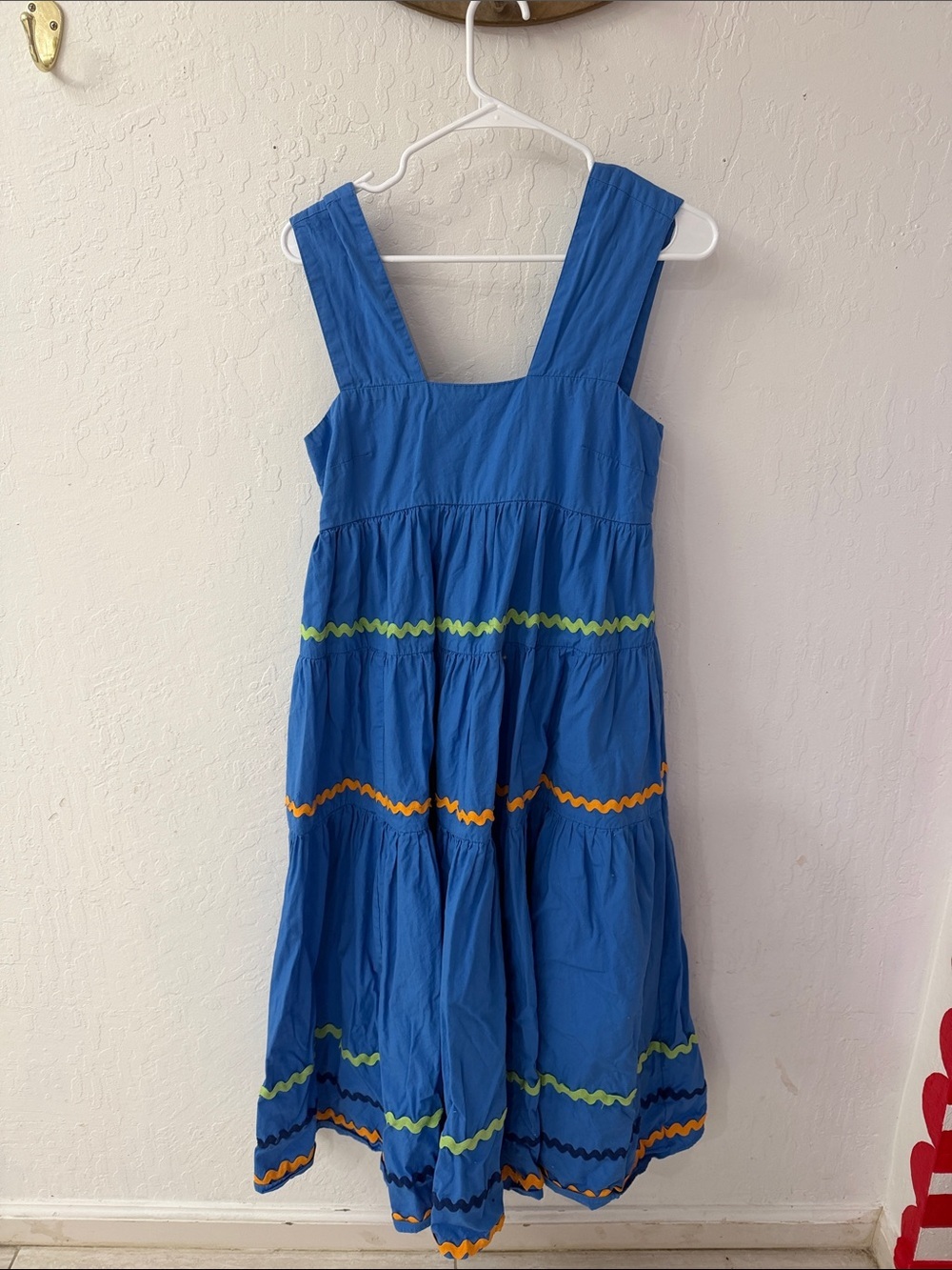 Anthropologie Helena SquareNeck Tiered Midi Dress Smocked Scallop Blue XS - Picture 3 of 8